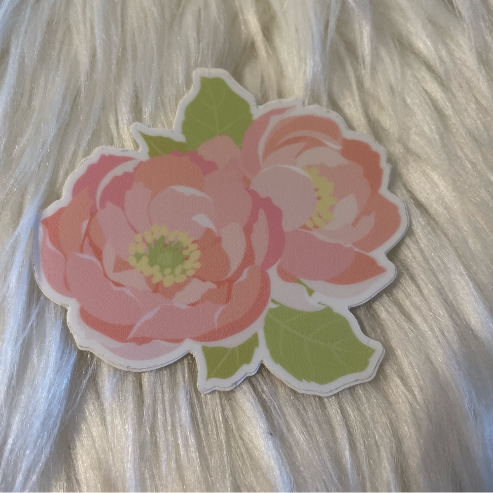 Floral Peony Sticker - Pink and Green